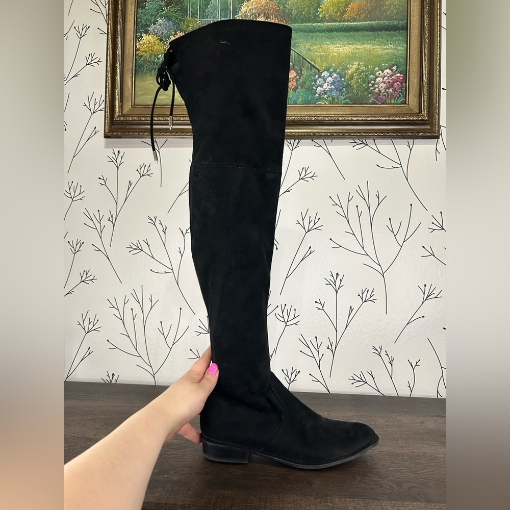 Marc Fisher Black Over-the-Knee Boots with Suede Finish